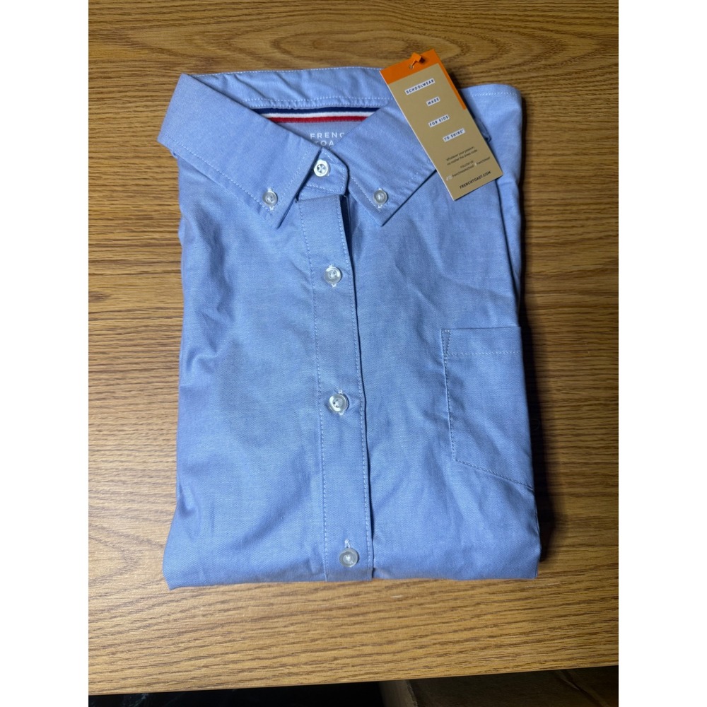 French Toast Boys School Uniform Short Sleeve Oxford Shirt Blue Size S Small